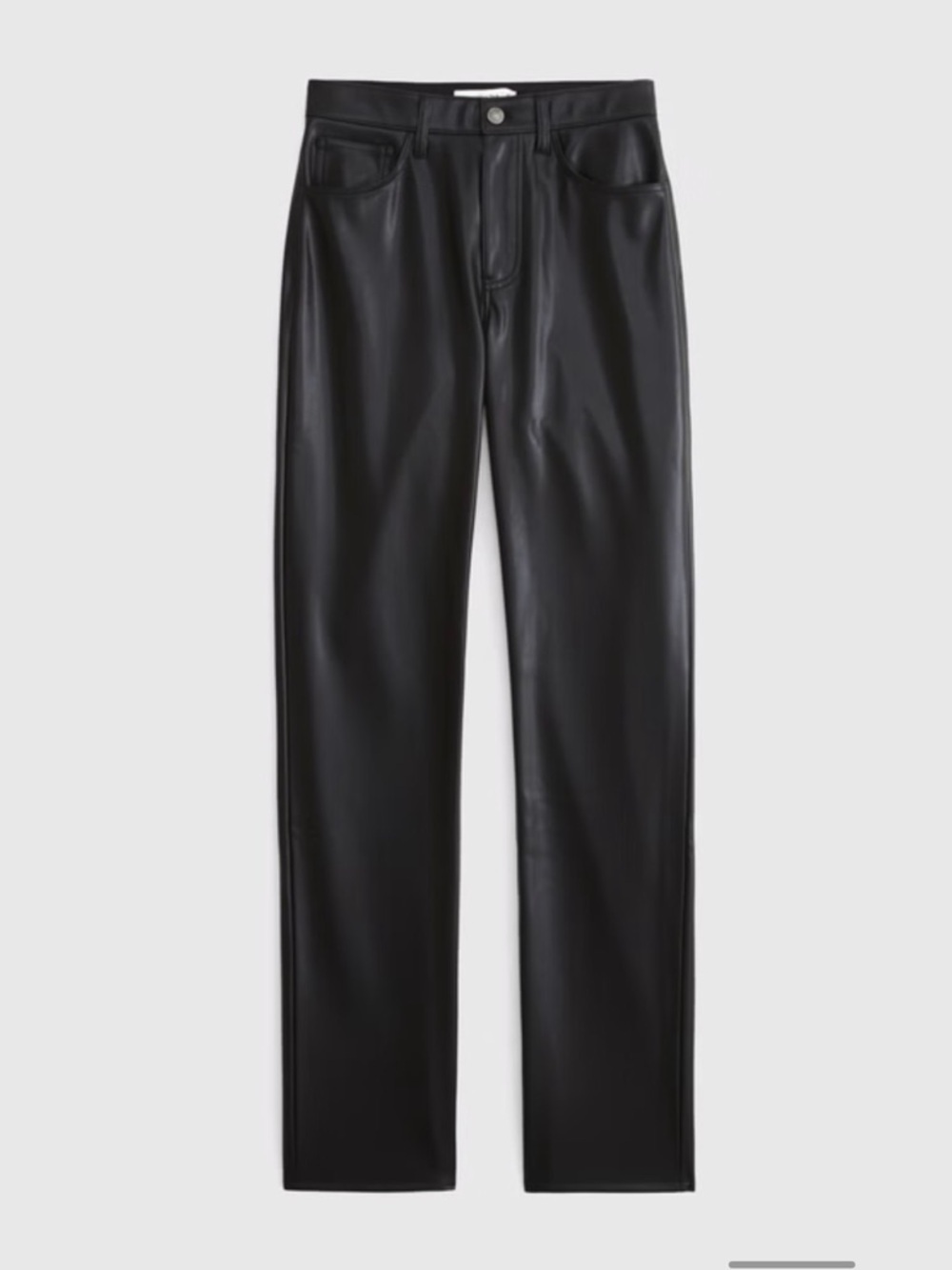 Abercrombie & Fitch Black Straight-Leg ultra High rise Faux Leather Jeans - Picture 6 of 10